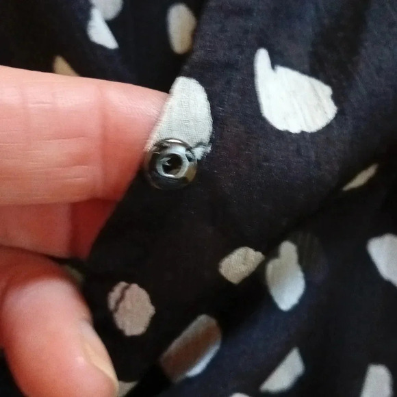 Y2K printed black & white surplice mini dress sheer sleeves lined skirt small - Picture 5 of 16